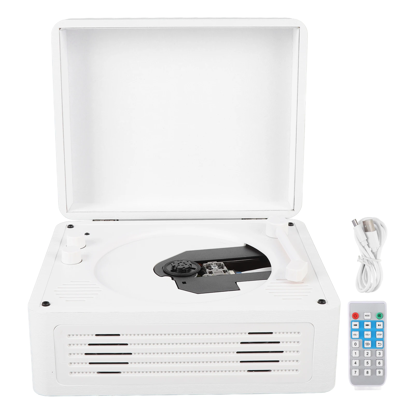 Reproductor de CD de escritorio Reproductor de CD retro Altavoz Bluetooth Soporte CD USB Reproducción de tarjeta de memoria pequeña Reproductor de música con control remoto