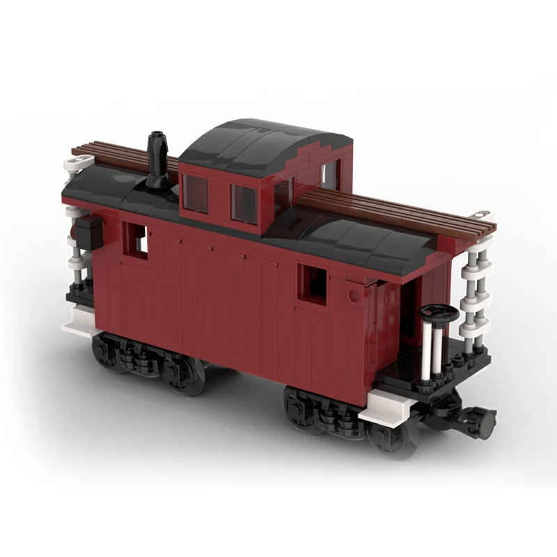 MOC- 214617   Bloc de construction à Caboose court, série de Train, assemblage de modèle de queue de Train urbain, petites particules, cadeau de noël pour enfants, 456 pièces