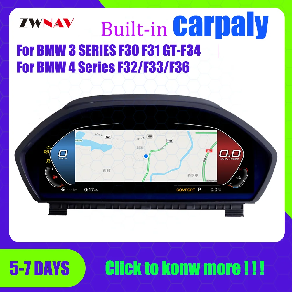 

Car Digital Cluster Instrument forBMW 3 4 series F30/31/33/32/GT34 Dashboard Panel Virtual Cockpit Speed Meter Display Odometer