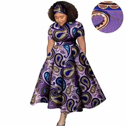 African Women Dress Dashiki Ankara Elegant Ladies Short Sleeves Dress Party Evening Prom with Headscarf Evening Dress Y2225024