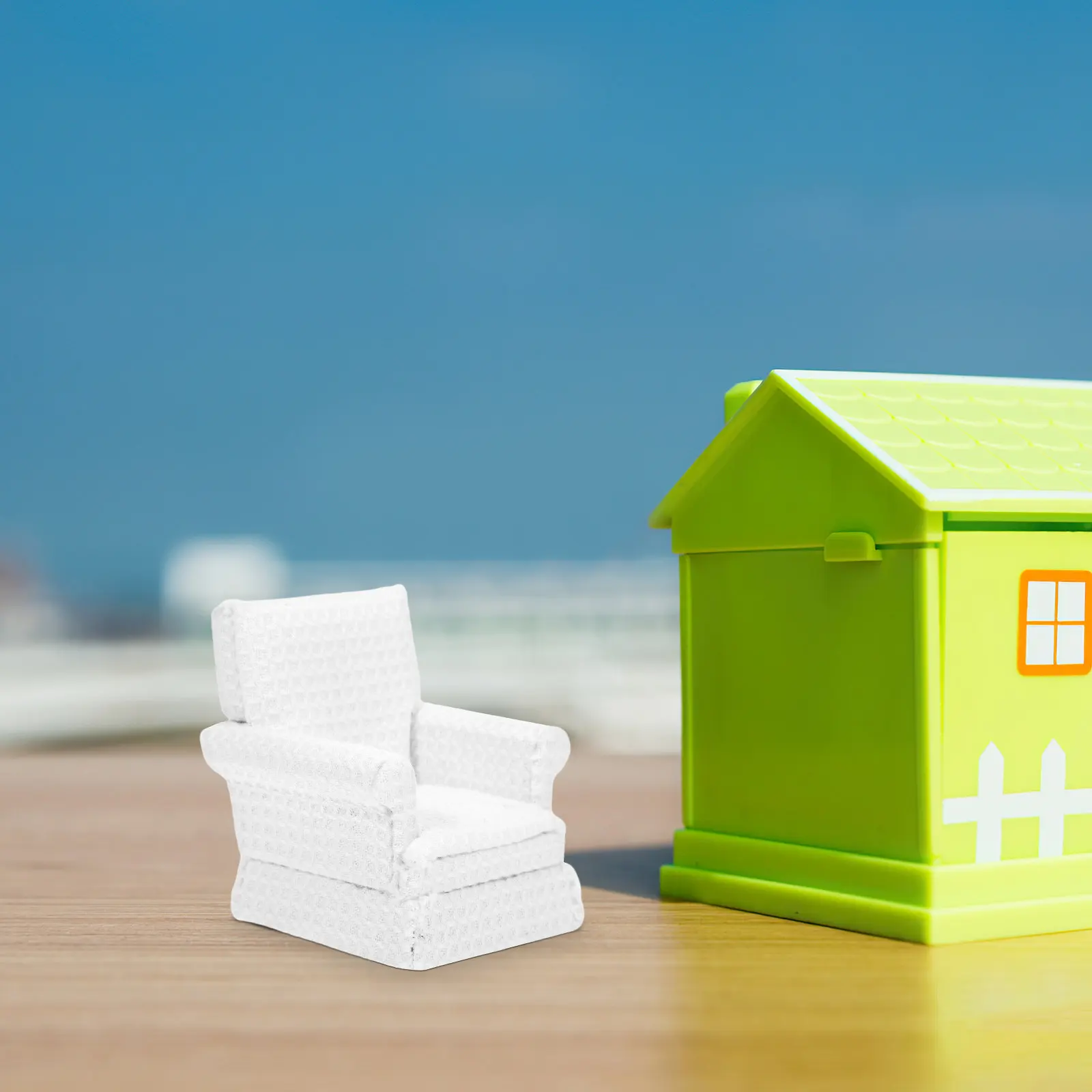 

Miniature Tiny Sofa Mini House Furniture Prop Small Cloth Wooden Sofa Decoration Photo Prop Mini Living Room Accessory