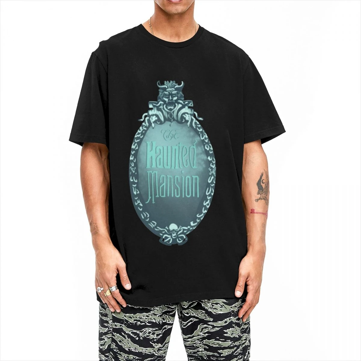 The Haunted Mansion Plaque for Men Women T Shirt Funny Tees Short Sleeve Crewneck T-Shirts 100% Cotton Birthday Gift Clothes