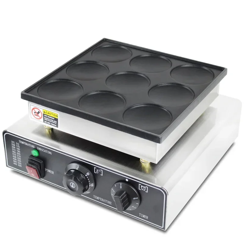 

220V/110V 9-hole Electric Pancake Machine Commercial Circular Copper Gong Burning Snack Macaron Electric Pancake Maker Waffle