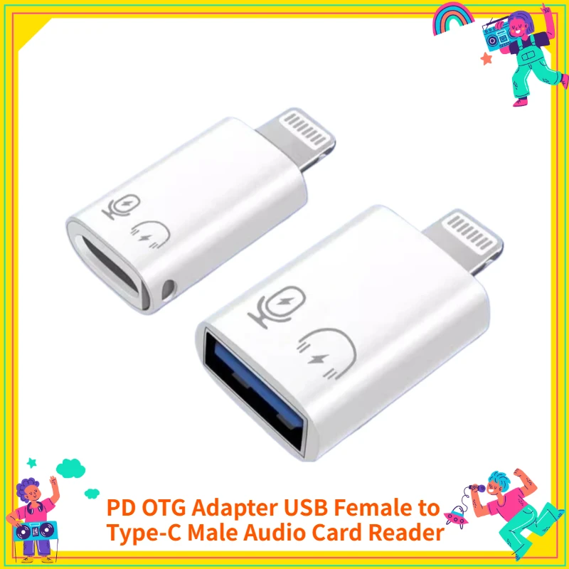 

1/2PCS PD OTG Adapter USB Female to Type-C Male Audio Card Reader Live USB Flash Disk Converter for Mobile Phones