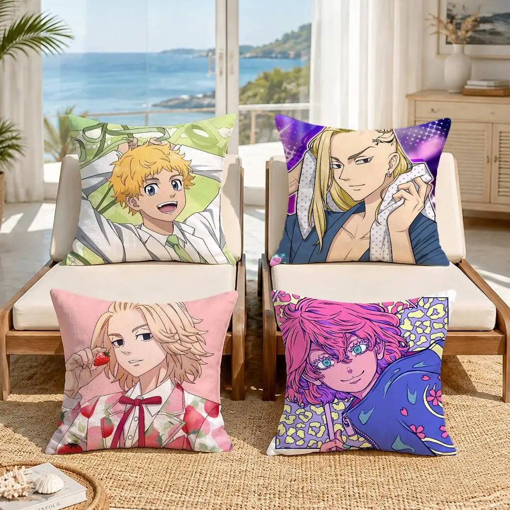 Anime Tokyo RevengersS Cushion Cover Soft Pillow Cover Two‑Side Printing Throw Pillow Case for Sofa Pillowcase Home Decoration