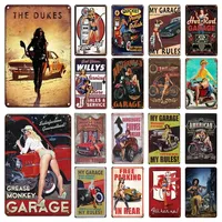 Aluminum logo sexy beauty poster car motorcycle retro plaque men retro metal plate cave garage workshop wall decoration