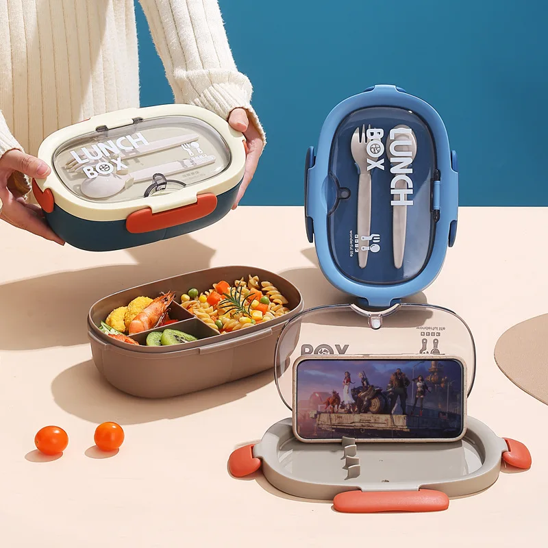 Lunch Box and Water Bottle Set Light Meal Bento Divided 3 Compartment Microwave Safe School Lunch Container for Students Office
