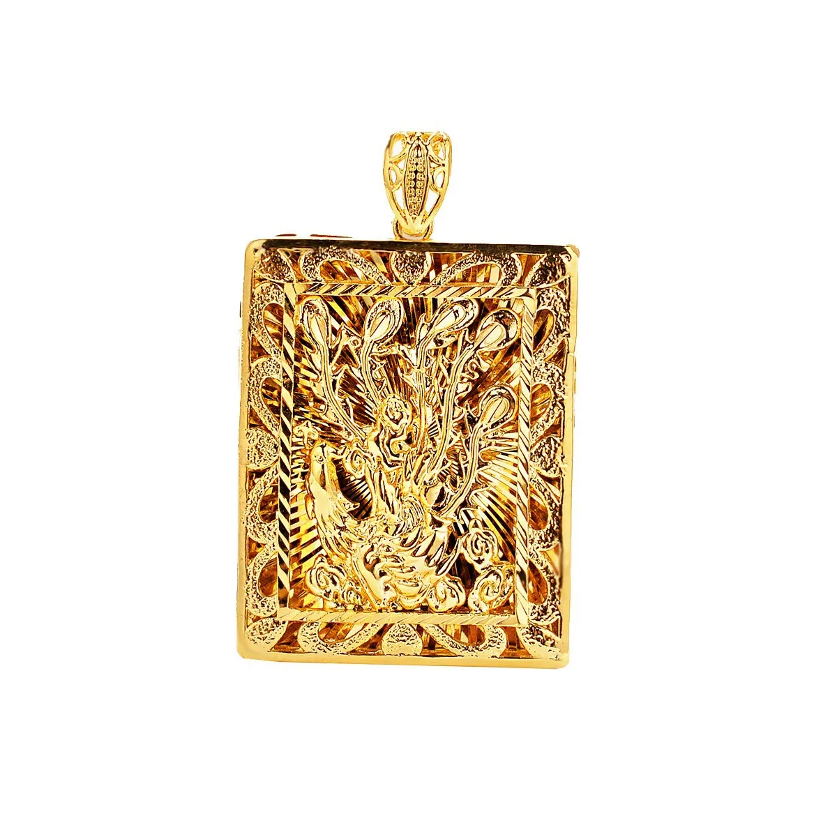 Modern 24K Gold Sand Phoenix Pendant Necklace - Non-Fading For Men & Women, Elegant Gift For All Occasions