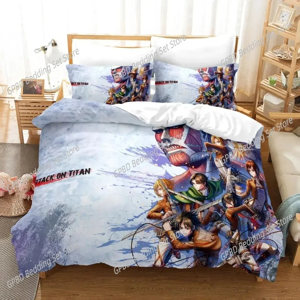 

3D Attack On Titan Comfortable Duvet Quilt Cover Pillowcase Bedding Set Children Bedroom Decoration Home Textile