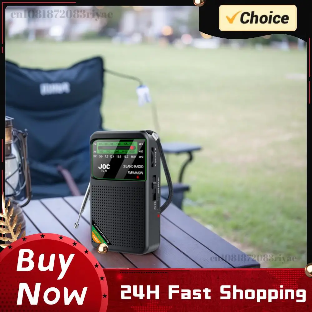 Rádio de Bolso de Emergência FM AM SW com Alto-falante Integrado, Rádio Transistorizado Recarregável Tipo-C para Idosos e Caminhadas