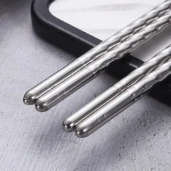 Korean-style Metal Round Thread Non-slip Handle Chopsticks Children's Adult Chopsticks Stainless Steel Chopsticks