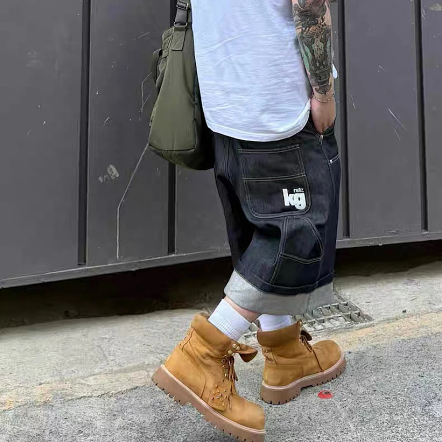 

American Sle Ailz Project Men's Over-Knee Seven-Foot ort Jeans Casual Loose Fit Youth ular Denim orts with kets