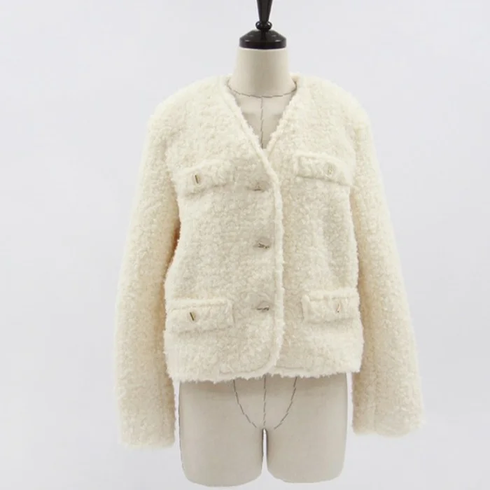 Frauen ort Mantel Herbst Winter Koreanische Sle Chic Wärme ket Design Partikel Lamm Pelz Weiche Kleine Größe Oberbekleidung Top