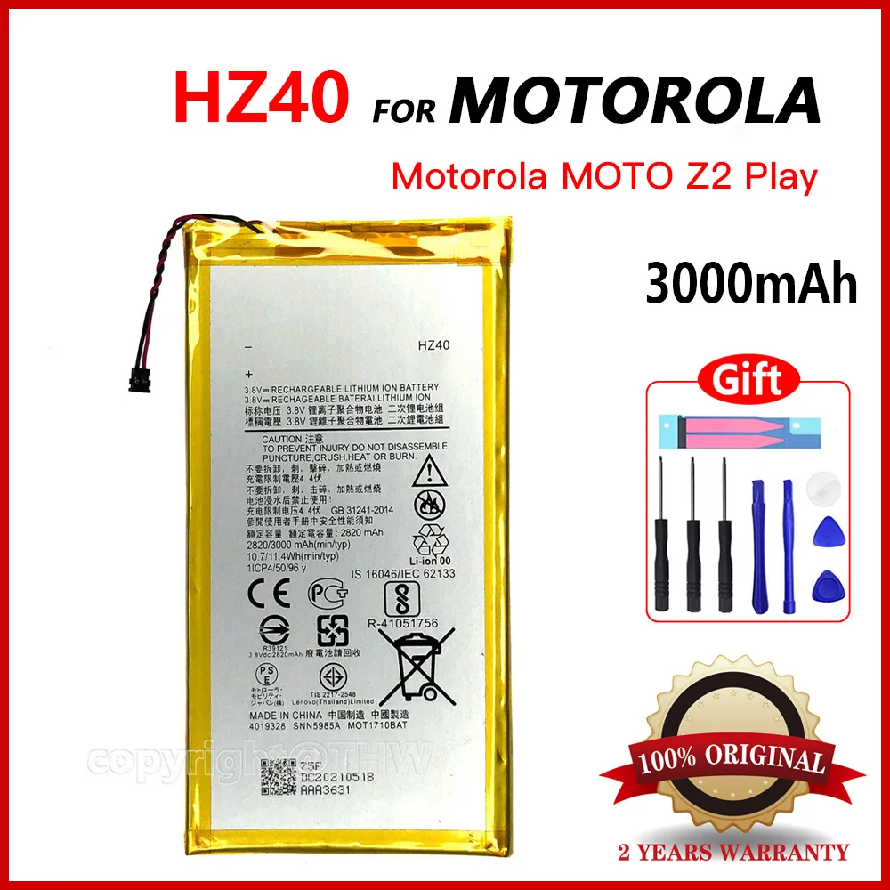 

100% Original HZ40 3000mAh Battery For Motorola MOTO Z2 Play XT1710-08 XT1710 XT1710-06 XT1710-09 XT1710-11 Rechargeable Battery