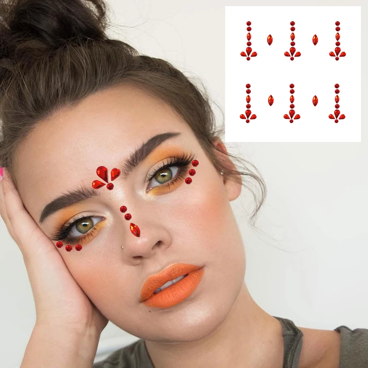 Face Gems For Women Temporary Tattoos Eye Forehead Diamonds Jewels Sticker Glitter Bindi Dots Crystals Makeup Jewelry Decoration