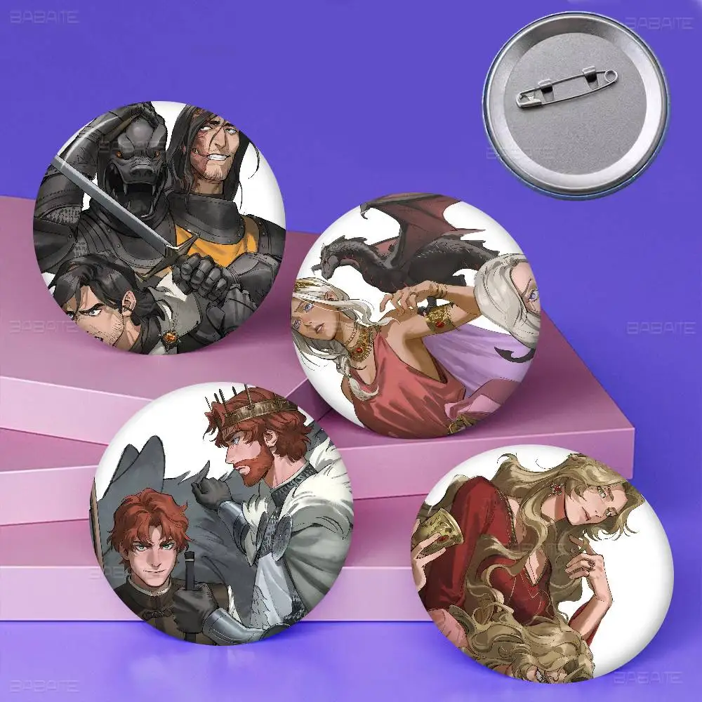 G-Game-Of-Thrones Cartoon Brooches Anime Badge Round Handmade Brooch Lapel Pins Jewelry for Backpack Clothes Gifts