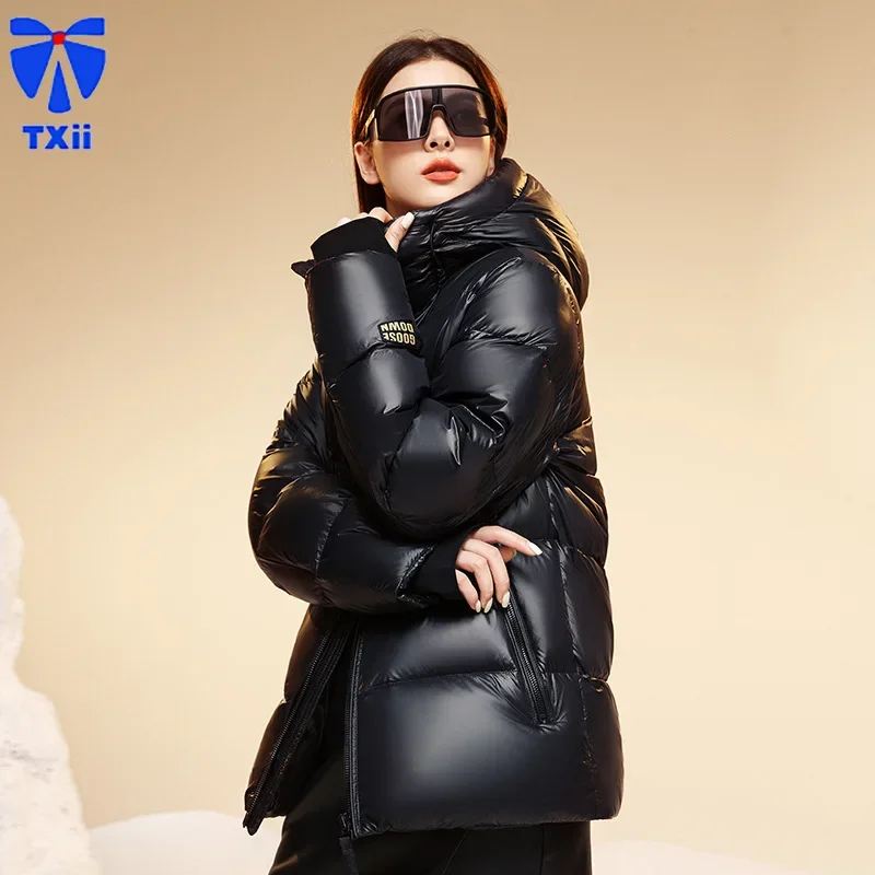 Black Gold White Goose Down Jacket Women's Long High-grade Self-heating Thickened Factory Fashion Couple Light Luxury Jacket