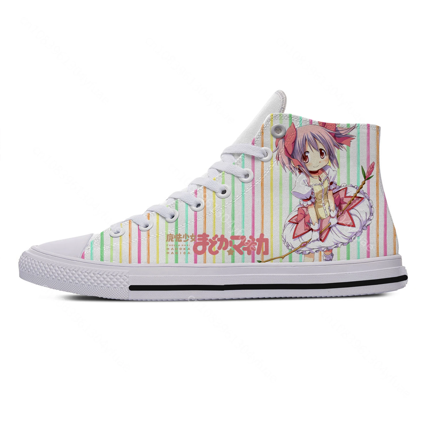 Puella Magi Madoka Magica أحذية رياضية عالية الجودة للرجال والنساء المراهقات من القماش أحذية رياضية غير رسمية للزوجين حذاء مخصص