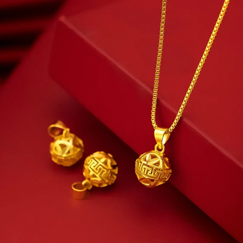 9999 real gold 24K yellow gold Small Hydrangea Pendant