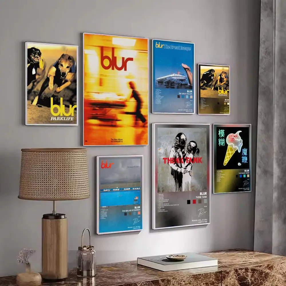Rock Band Album B-Blur Poster Decorative Stickers Wall Art Mural Photo Design for Home Living Room Hallway Decoration