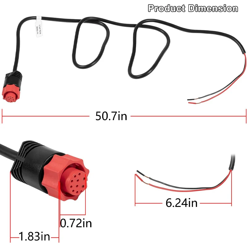 000-14041-001 Substituição de cabo de alimentação HDS/Elite/gancho, 3 pés, alimentação de 2 fios apenas se encaixa para Lowrance HDS, Elite FS, Elite Ti2, gancho