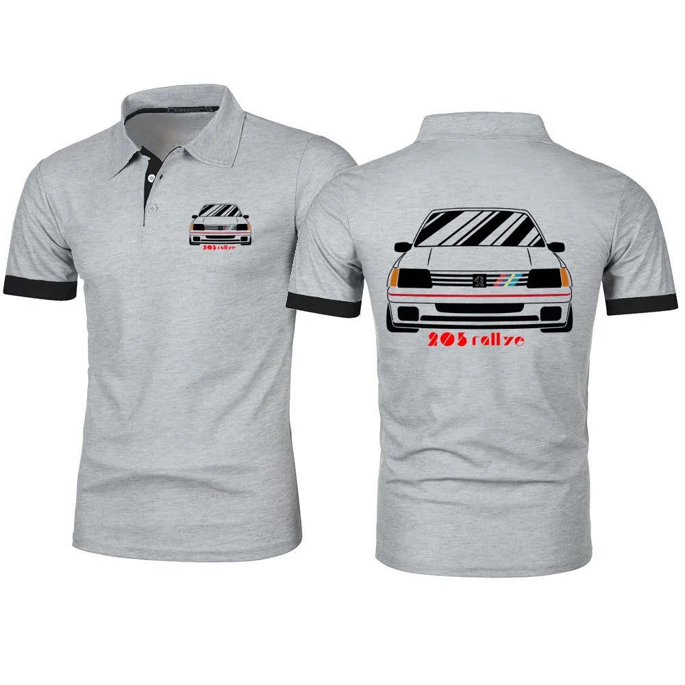 Camiseta polo masculina retro wrc topo t rosa 205 gti carro rallye carro de corrida masculino manga curta polo tamanho S-8XL