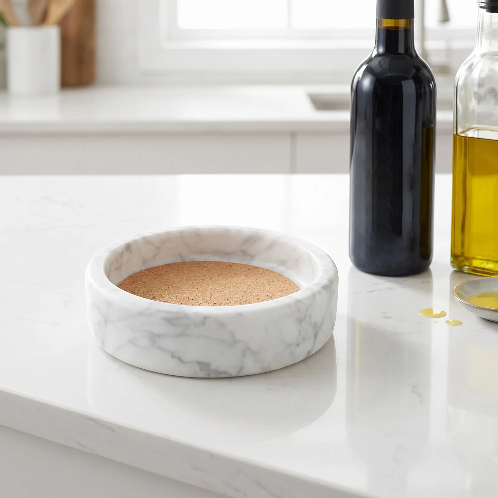 Wine Bottle Coaster Pad Marble Pattern Elegant Non Slip Drink Bottle Base Mat Reusable Table Protector for Beer Wine Glass