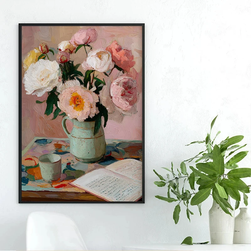 2026 Vintage Coastal Cities Blooming Hydrangeas Poster Canvas Painting Scenery Trendy Wall Art Pictures for Living Room Home Dec