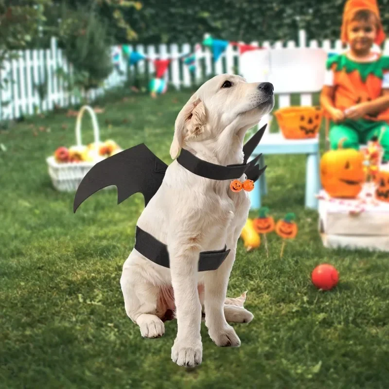 Pet Cat Halloween Clothes Funny Dog Costume Artificial Bat Wing With Bells Puppy Cosplay Prop Personalized Clothing Pet Supplies