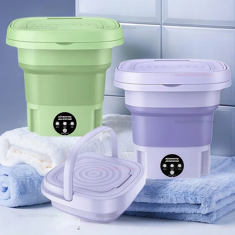 غسالة ذكية قابلة للطي سعة 8 لتر، غسالة محمولة ذات سعة كبيرة لآلة تنظيف الملابس الداخلية في سكن الطلاب المنزلي