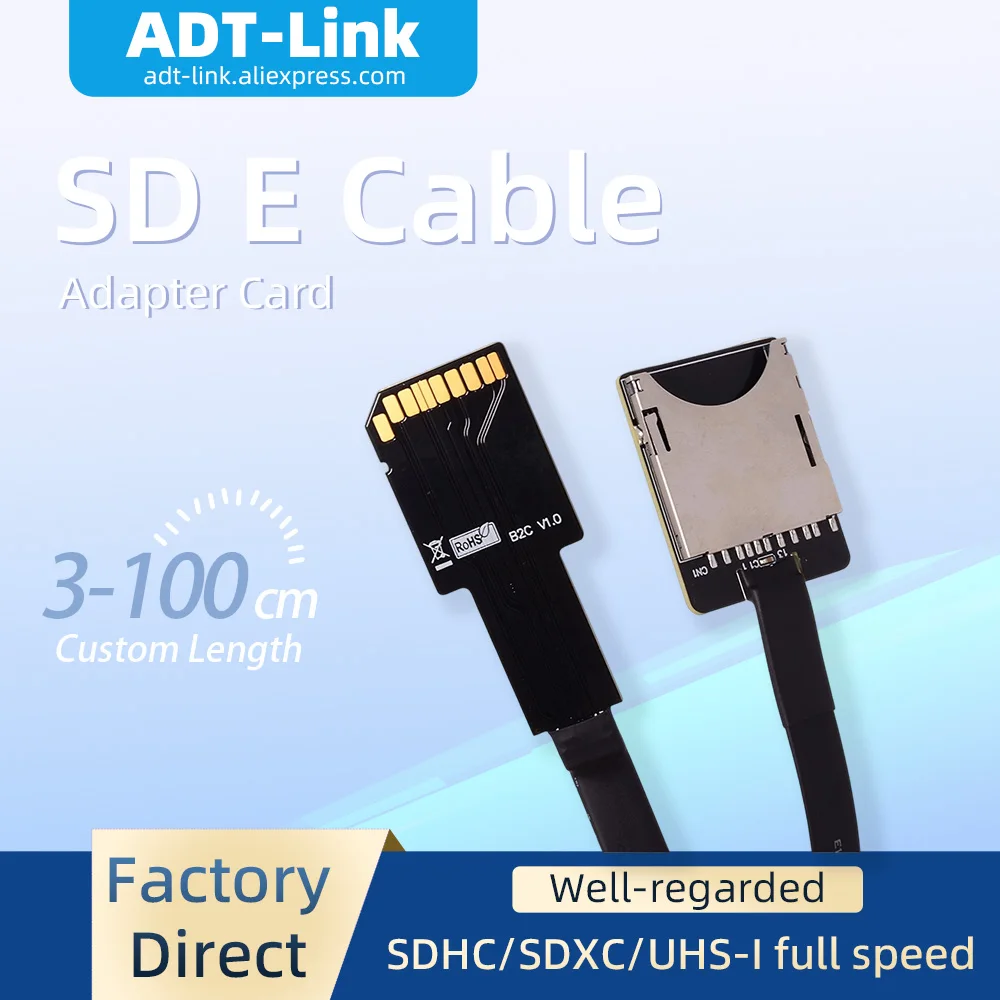 

ADT-Link B22CF Адаптер Micro SD TF Riser поддерживает SDHC SDMC UHS-I полноскоростную тестовую линия для чтения карт без FPC для GPS ROCK Pi 4
