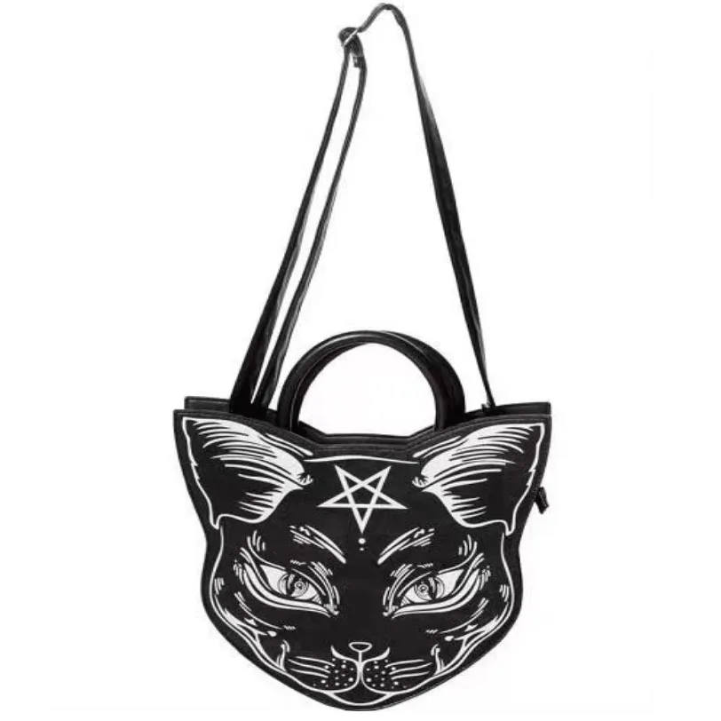 Dark Metal Black Gothic Sweet Cat Graphics Pentacle Pentgram Goth Bag Witch Cute Cosplay Bags Harajuku