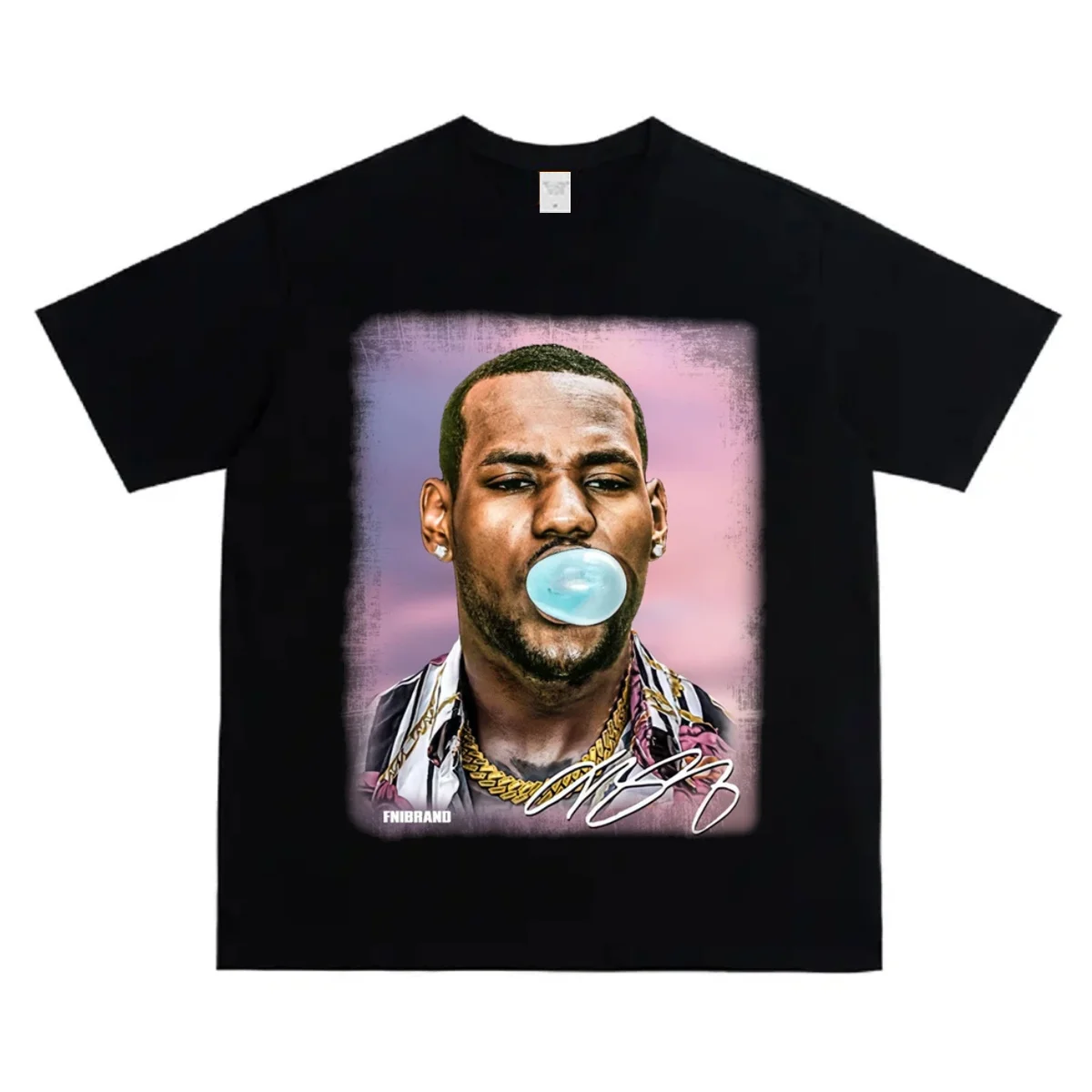 Bubble-spray Printed Short-sleeved Cotton T-shirt for Men, Trendy, Pure Cotton, Thick and Loose, Summer Half-sleeve Top
