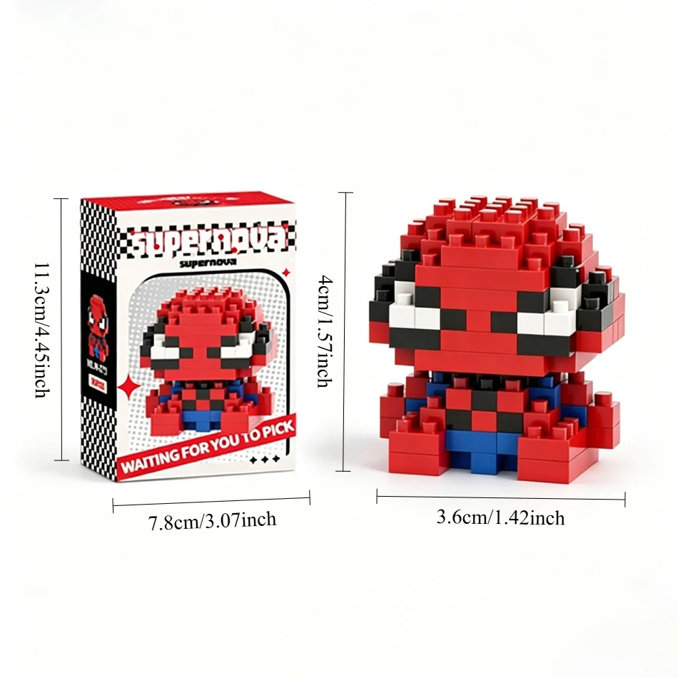 Spider-Man, Superman, Captain America 3D Micro-Particle Building Blocks, Interlocking Model Ornament, Stress Relief Toy view 6