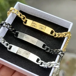 Personalized Engrave Eye Picture Bracelet Stainless Steel  Custom Picture Bracelet for Women Men DIY Lovers Jewelry Gifts