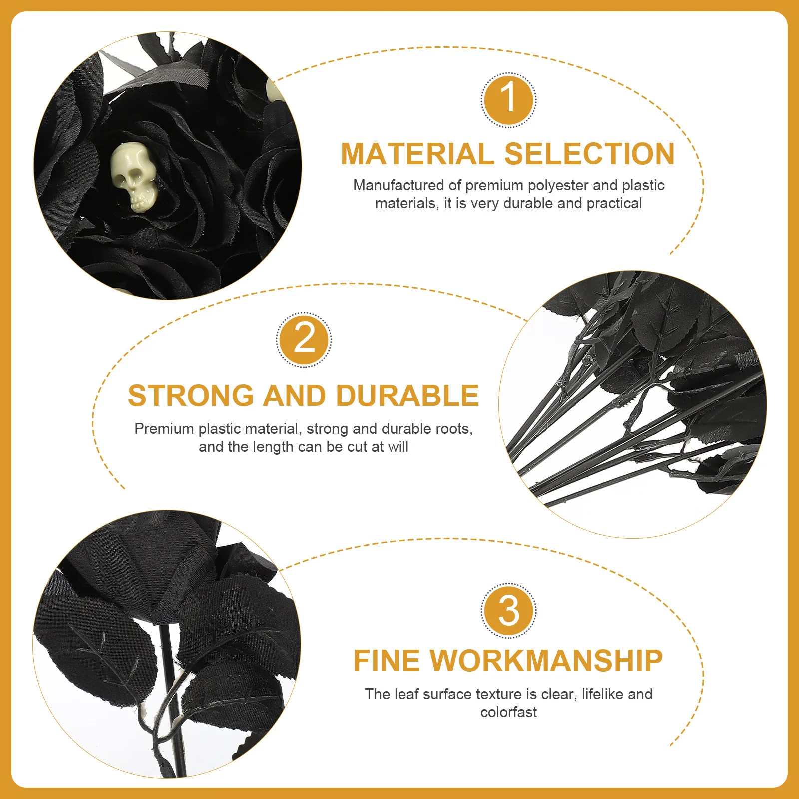 

10pcs Skull Flower Decor Creepy Artificial Rose For Halloween Party Decoration Simulated Rose Halloween Flower Prop