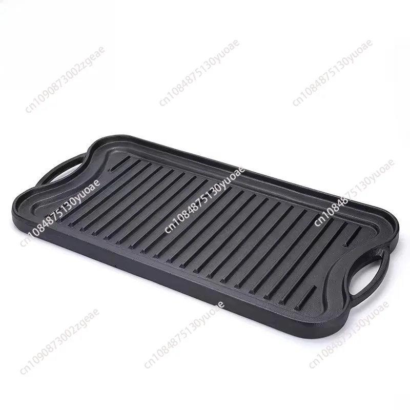 Cast Iron Grill Griddle Non Stick Heat Resistant Double Sided Rectangular Griddle Grill Pan Cookware for Home Outdoor Camping
