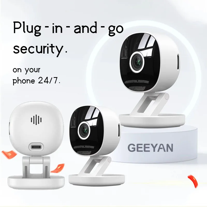 GEEYAN Indoor Security Camera E1, Pan & Tilt, HomeKit Secure Video Indoor Camera, Two-Way Audio, Night Vision, Person Tracking