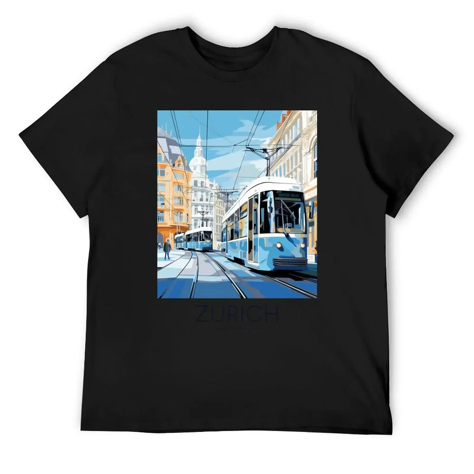 A Pop Art Travel Print of Zurich - Switzerland T-Shirt graphic shirts anime tshirt anime stuff compression shirt men