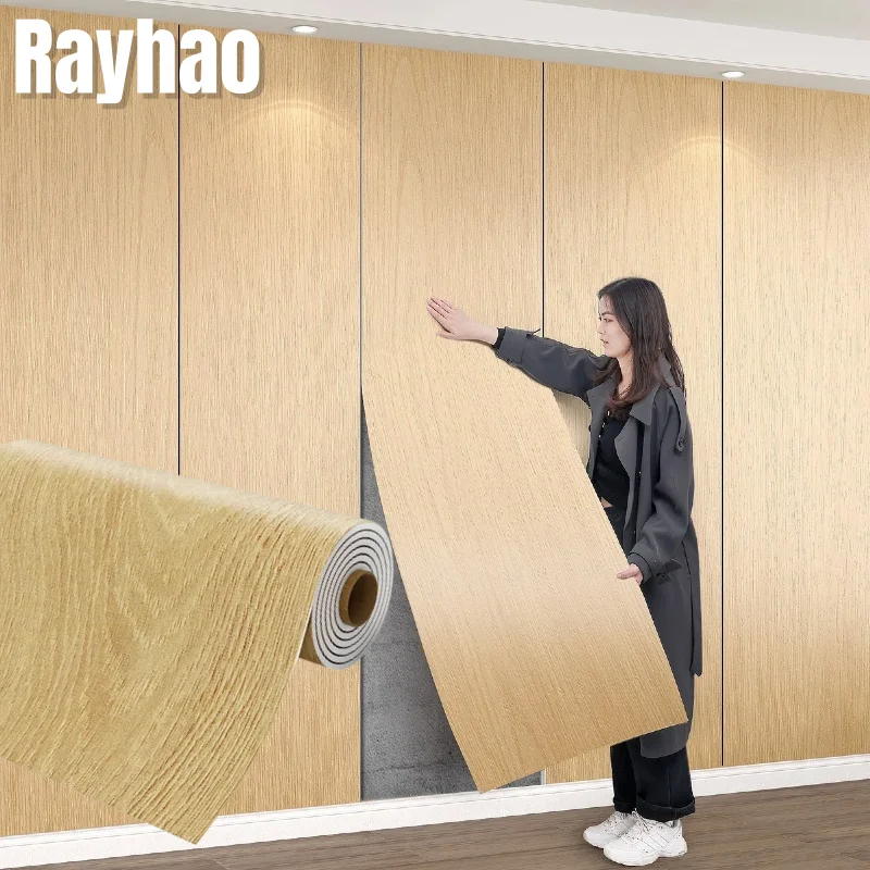 

Thick Wood Pattern Wallpapers Self-adhesive Foam Wall Stickers Moisture-proof Aluminum Foil Bottom Decorate Living Room Cabinets