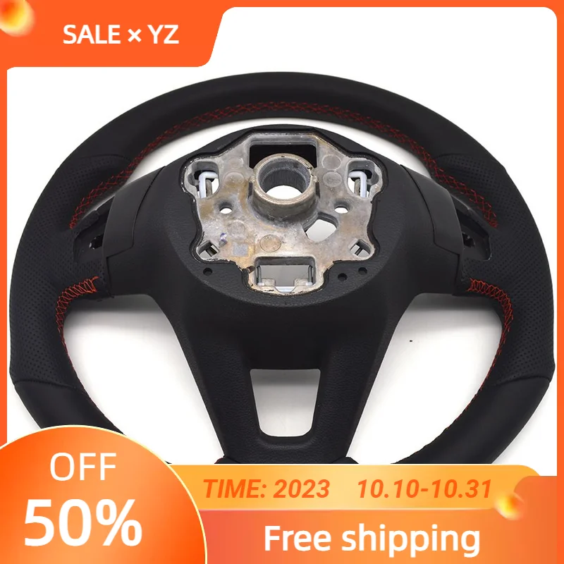 For VW EVO platform Golf 8 Golf MK8 2020--- Leather perforated steering wheel bottom with red stitching