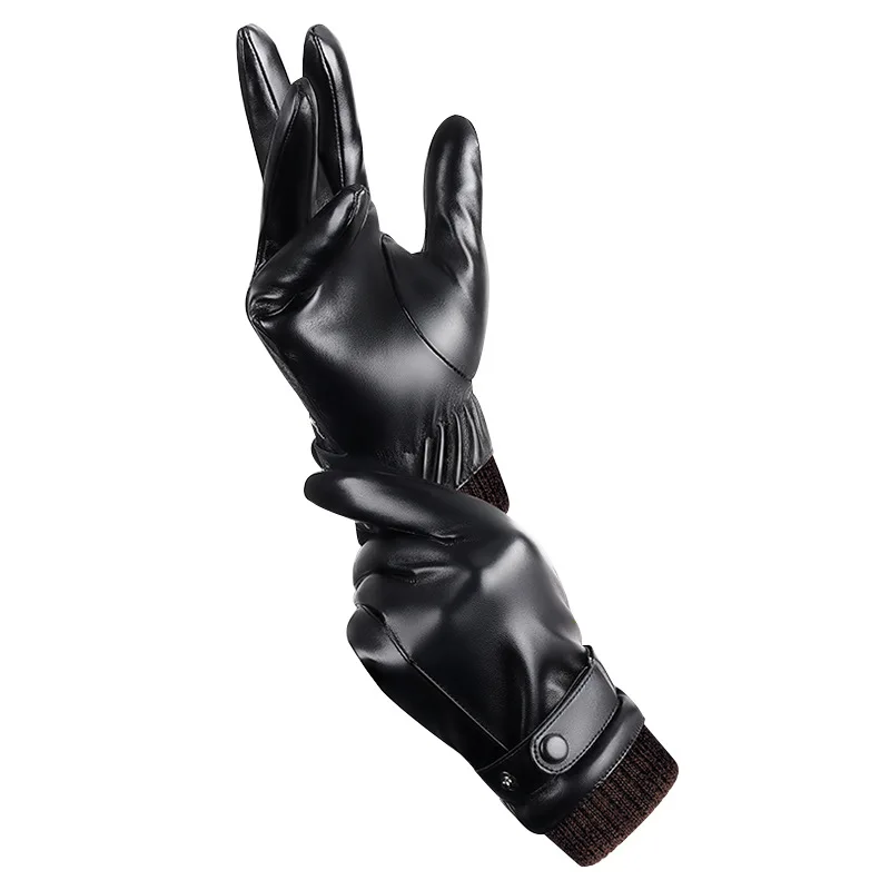 Новые зимние кожаные перчатки для езды на велосипеде с сенсорным экраном и флисовой подкладкой, теплые, водонепроницаемые, ветрозащитные