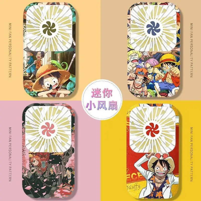 New One Piece Handheld Small Fan Student Desktop Dormitory Silent Mini Fan Portable Usb Charging Creative Birthday Gifts Luffy