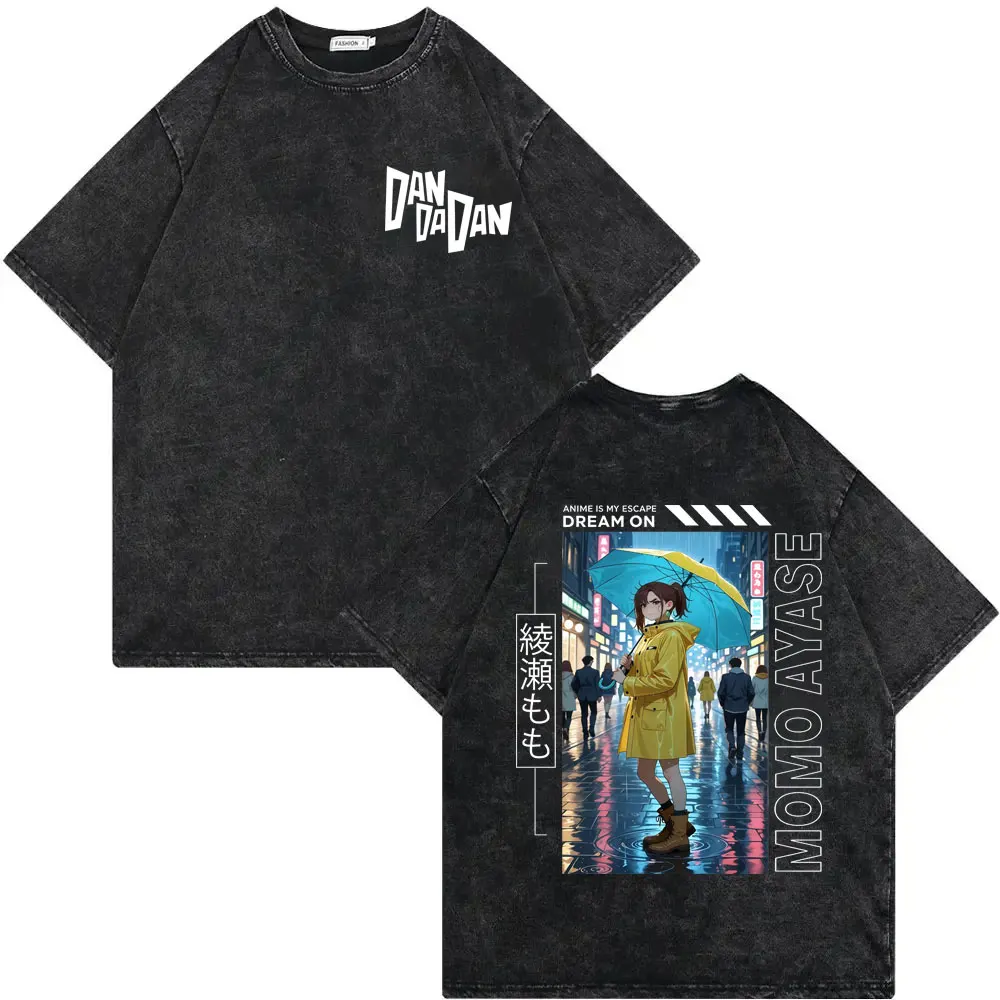 

Vintage Washed Dandadan Ayase Momo Anime Graphic T Shirts Men Women Fashion Cartoon T-shirt Summer Casual Short Sleeve T-shirts