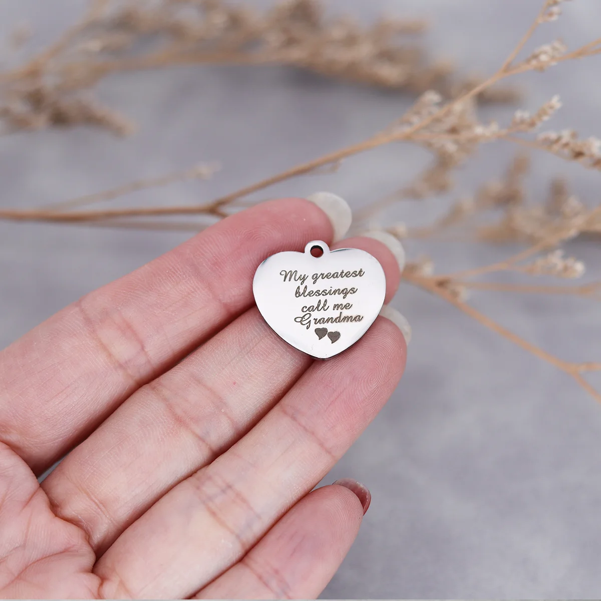 3pcs Laser Engraved Word My Greatest Blessings Call Me Grandma  Stainless Steel Charm for Jewelry Making Bulk Accessories