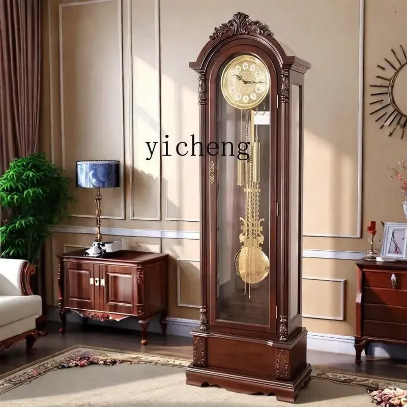

a-1CZ Living Room High-End Light Luxury Floor Clock American Retro Solid Wood Standing Mechanical Clock