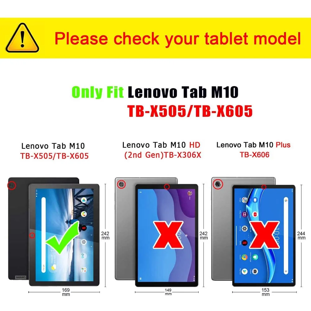 Stand Case for Lenovo Tab M10 (TB-X605F/L/M) / M10 HD(TB-X505F/L) Tablet, Tri-fold Flip Durable Leather Portable Protector