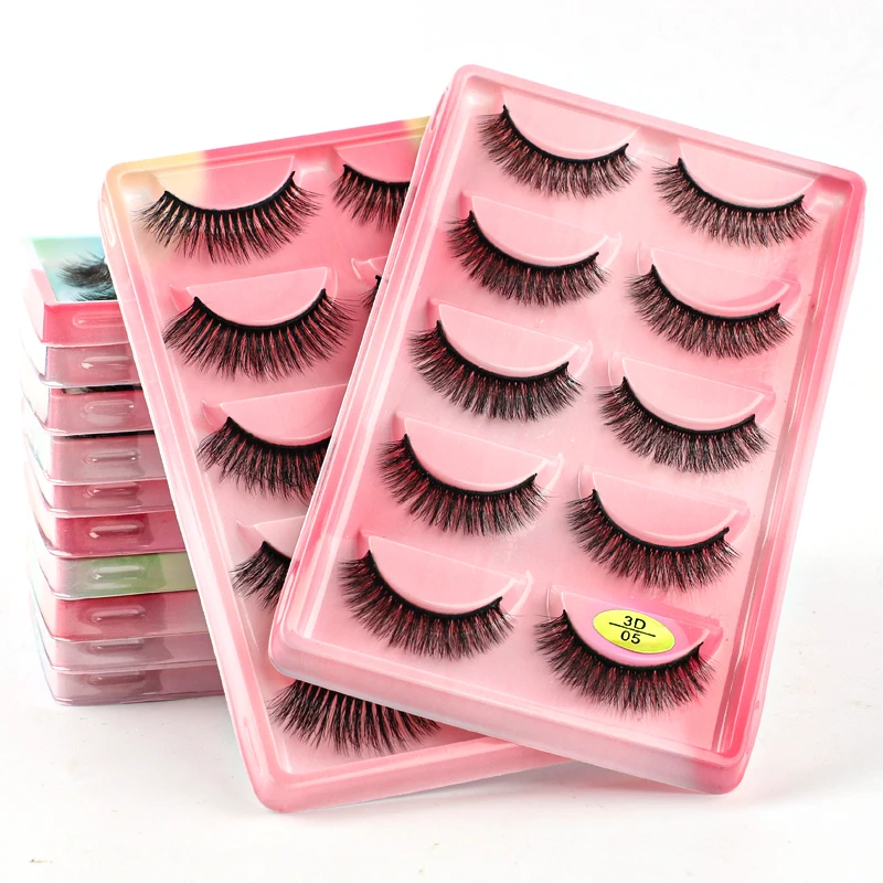 Wholesale 2/5/10/20/30/40/50 Boxes False Eyelashes Set Fluffy Mink Lashes Natural Eyelash Extension Wispy Eye Lashes Makeup Tool