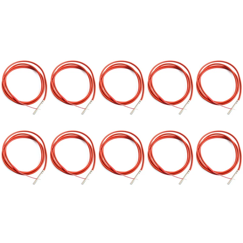 

10X 2 Wire PT1000 Temperature Sensor Thermistor Silicone Gel Coated 1.5Meters Probe 45Mm X 5Mm -50-180 Centigrade Rtds