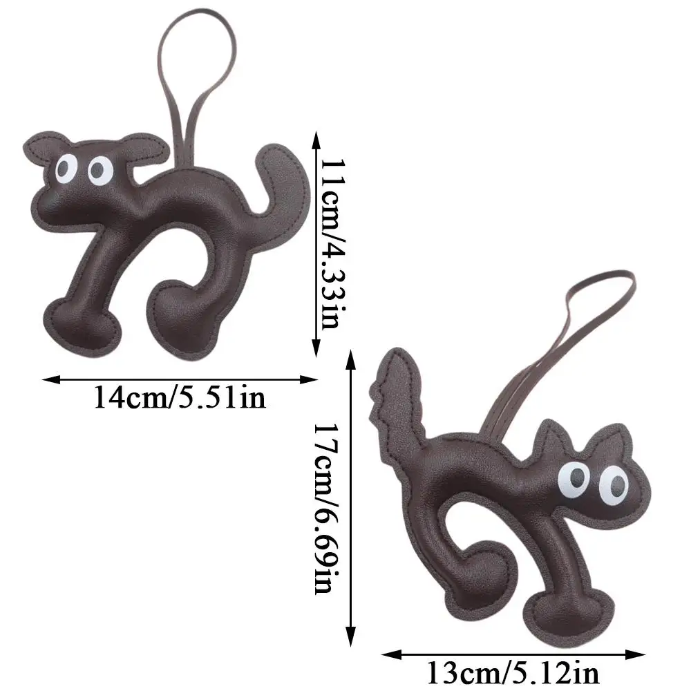 Porte-clés créatif en cuir en forme de chat pour hommes, porte-clés de voiture, breloque de sac de chien teckel, pendentif de téléphone, noir, marron, bijoux animaux mignons, cadeaux